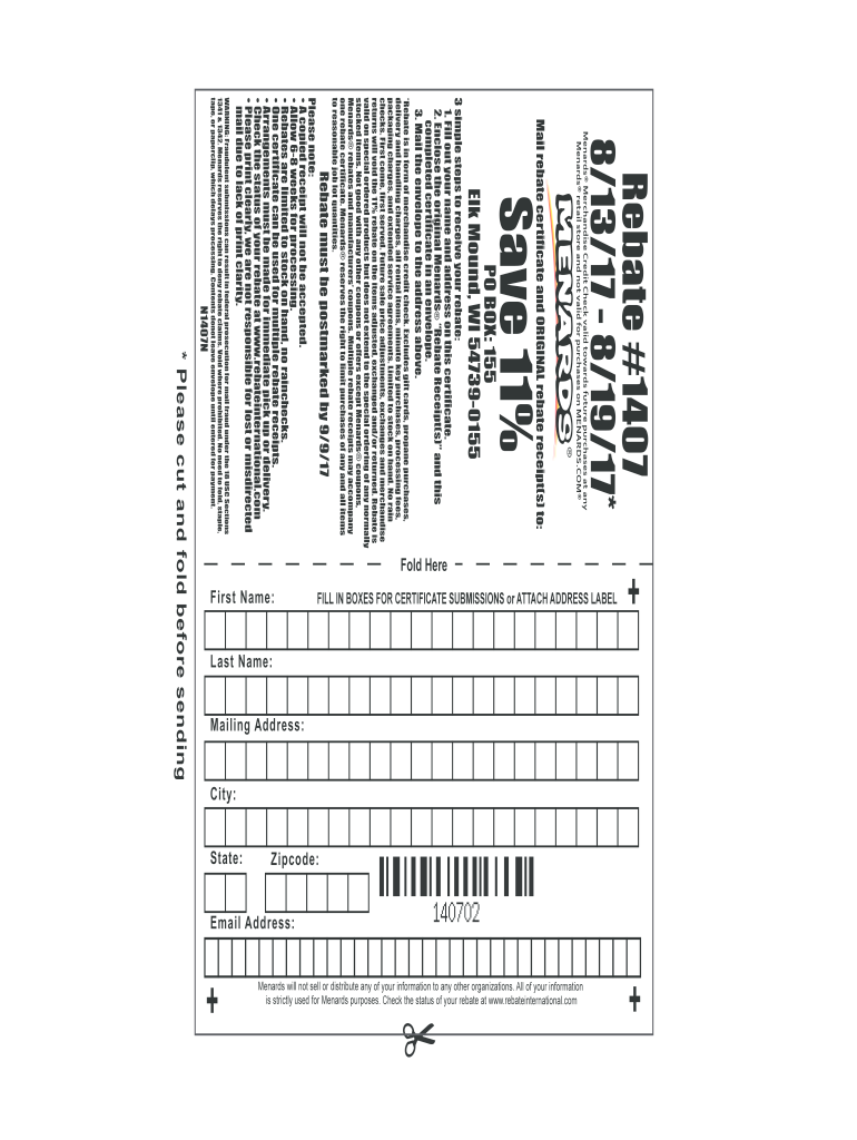 Menards Printable Rebate Form