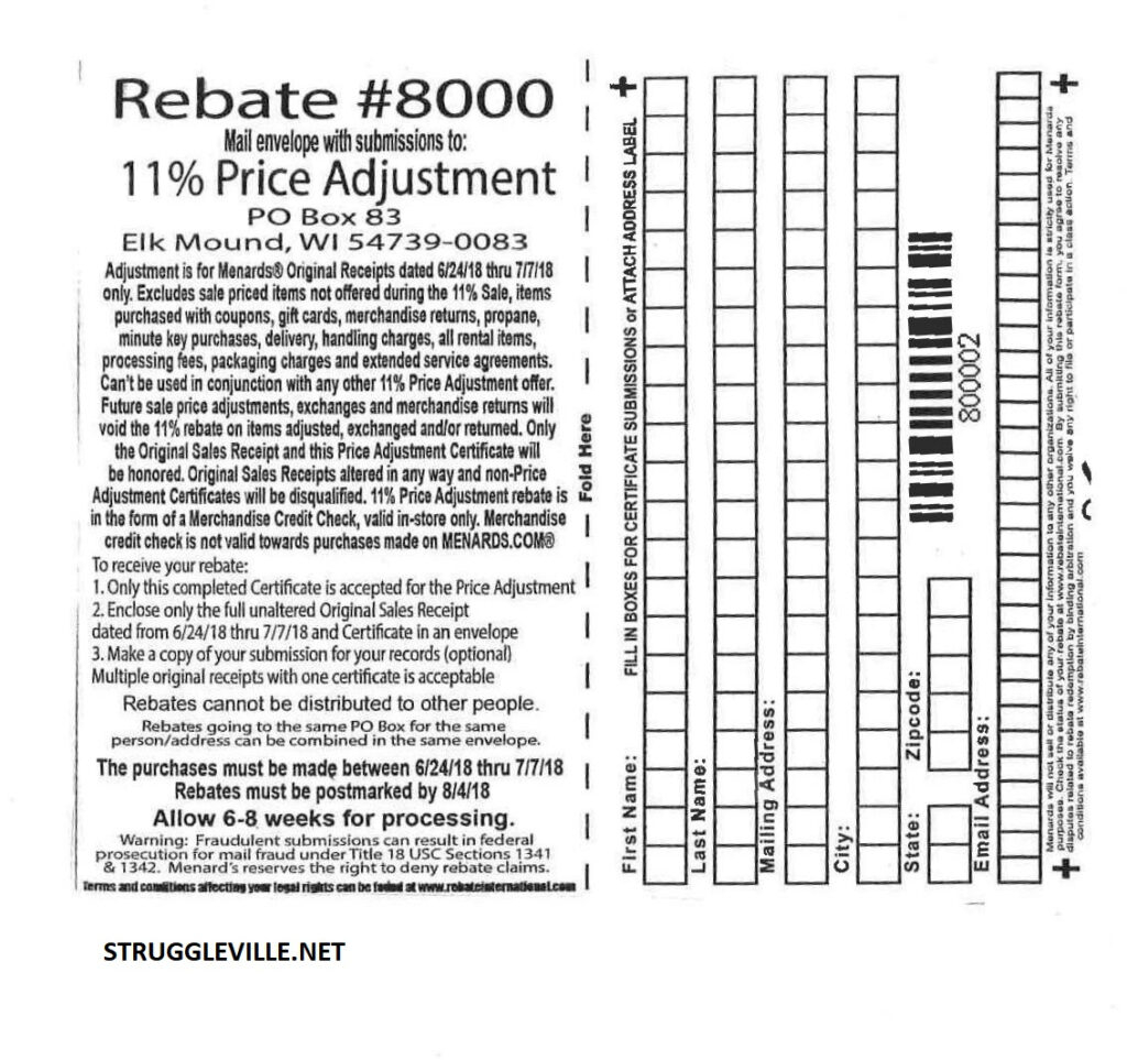 Menards Rebate Form For Previous Purchases