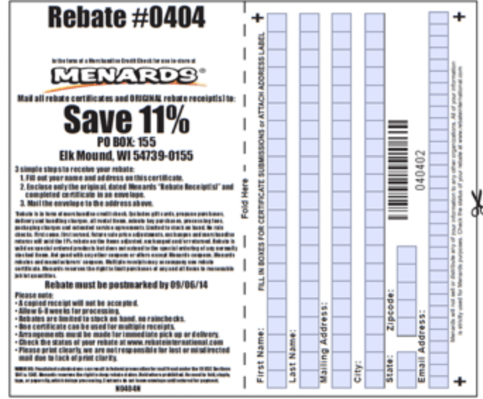 Menards Rebate Terms And Conditions